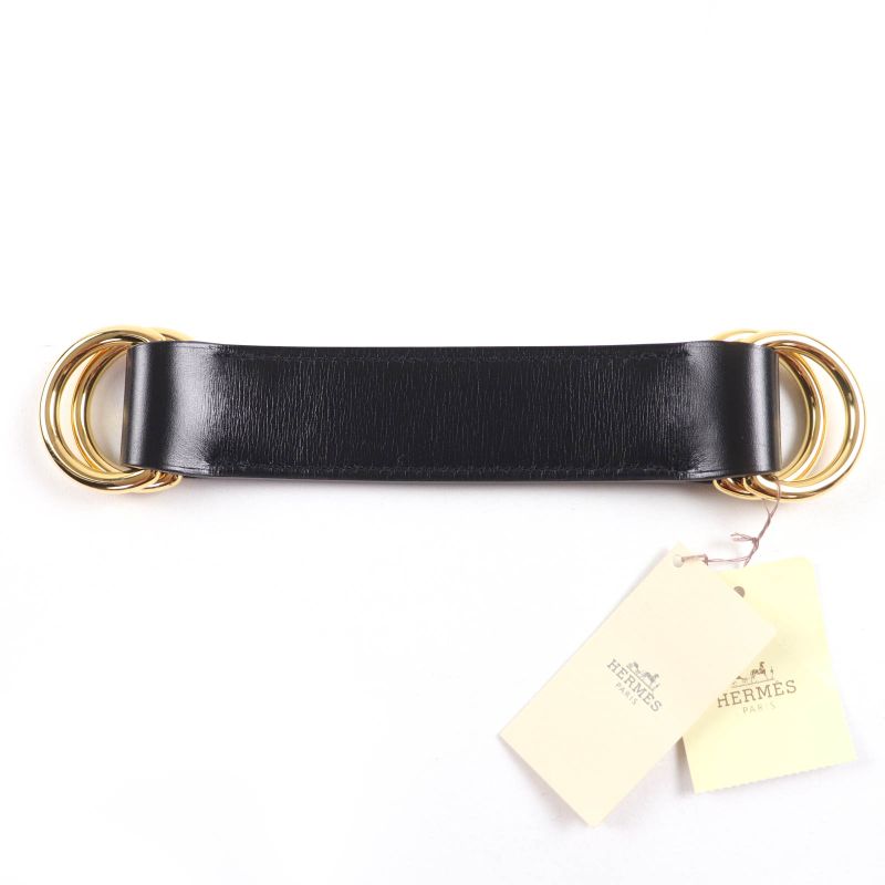 Hermes Gold Hardware Romance Leather Scarf Belt Box Calf Black N Engraved