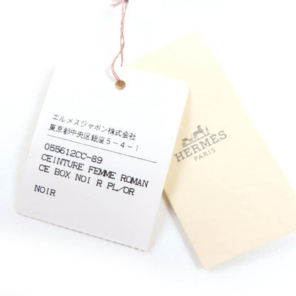 Hermes Gold Hardware Romance Leather Scarf Belt Box Calf Black N Engraved