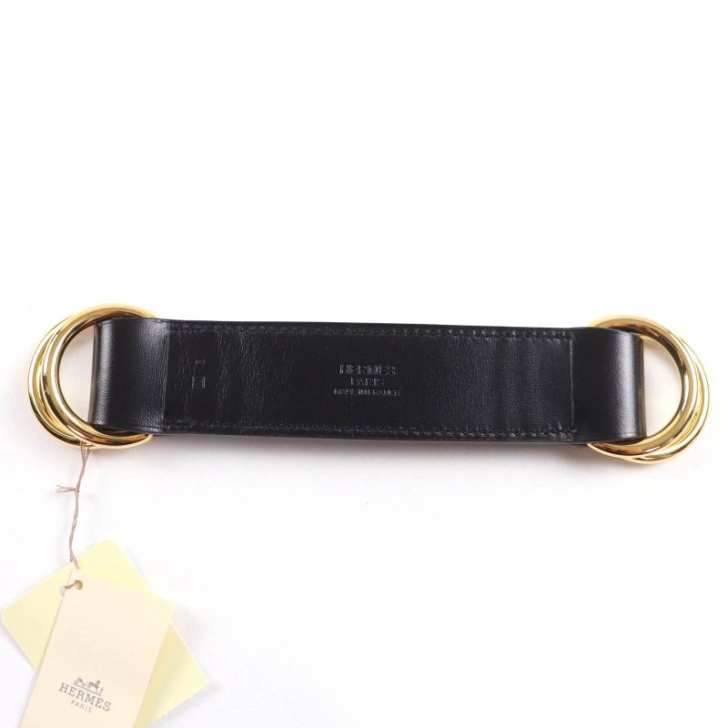 Hermes Gold Hardware Romance Leather Scarf Belt Box Calf Black N Engraved