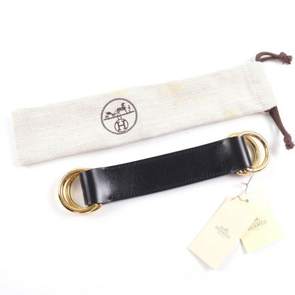 Hermes Gold Hardware Romance Leather Scarf Belt Box Calf Black N Engraved