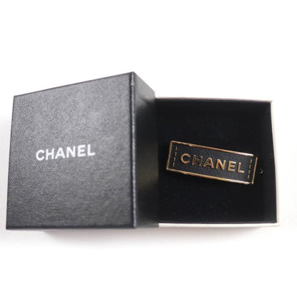 CHANEL A23S Aba781 Leather Metal Logo Design Hair Clip Barrette Hair Accessory