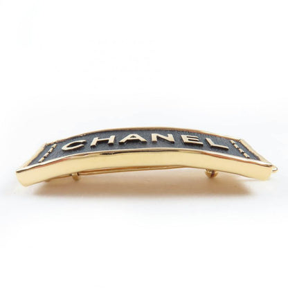 CHANEL A23S Aba781 Leather Metal Logo Design Hair Clip Barrette Hair Accessory