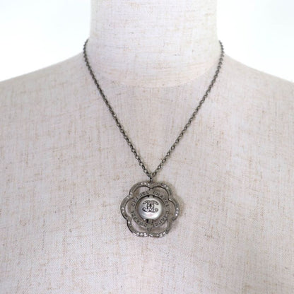 CHANEL B24K Camellia Coco Mark Faux Pearl And Rhinestone Necklace Black With