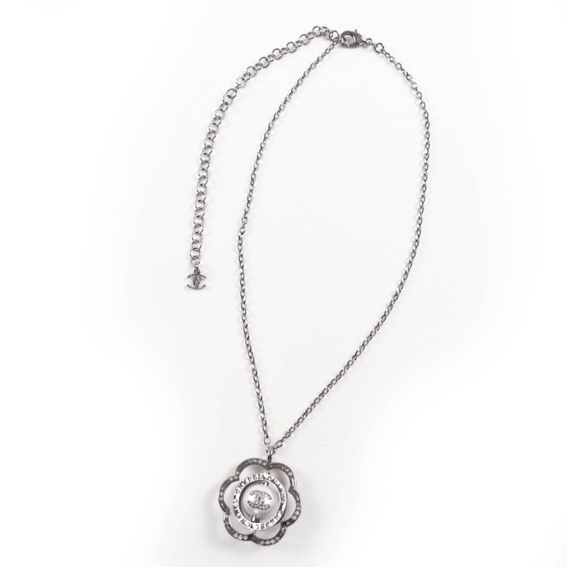 CHANEL B24K Camellia Coco Mark Faux Pearl And Rhinestone Necklace Black With