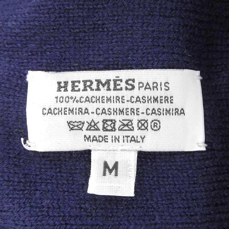 Hermes 23AW 232019n Bonnet Femme 100% Cashmere H Logo Knit Cap Navy M Storage