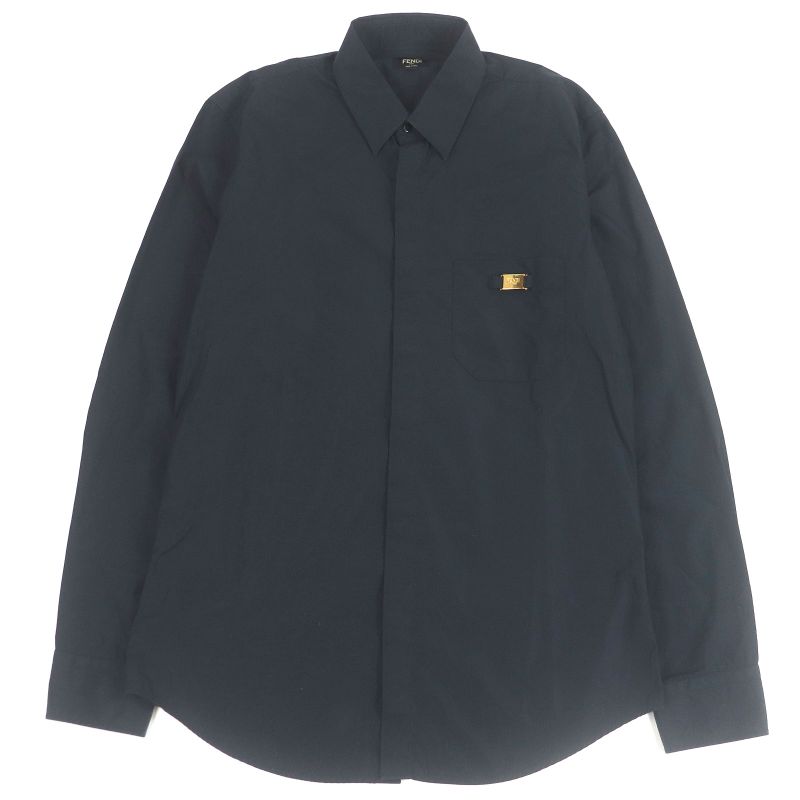 Fendi 2021 Fs0585 100% Cotton Logo Gold Plate Long Sleeve Long Sleeve Shirt