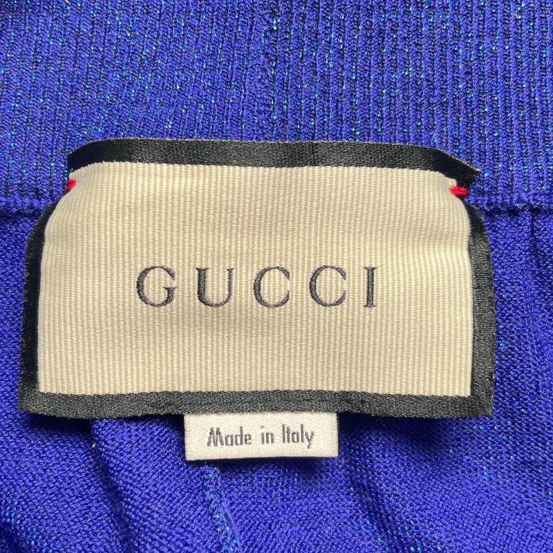 Gucci 579764 Interlocking G Webline Lame Sweatpants Blue XS Made In Italy