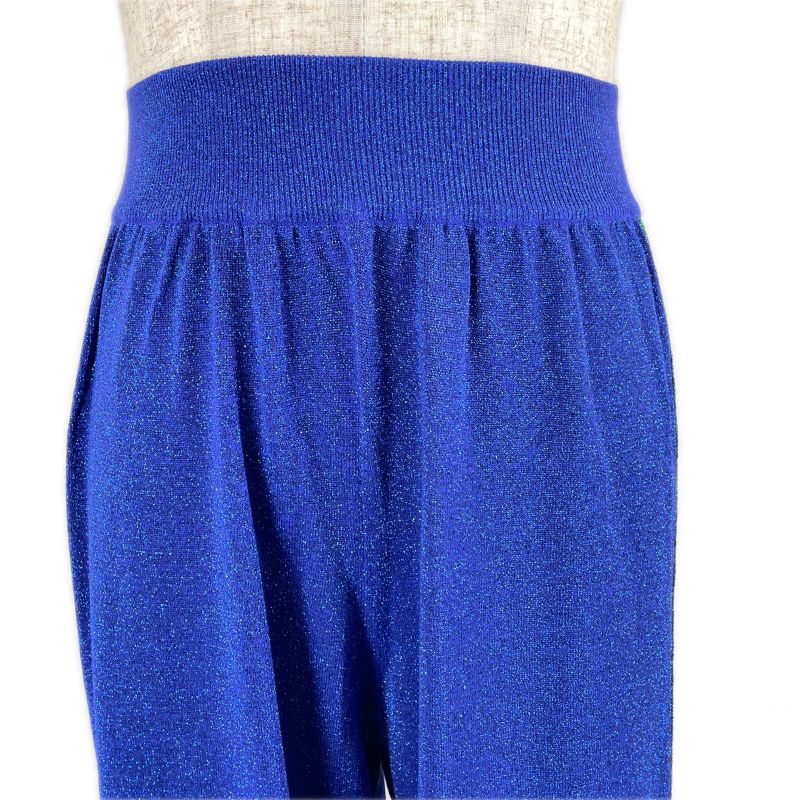 Gucci 579764 Interlocking G Webline Lame Sweatpants Blue XS Made In Italy