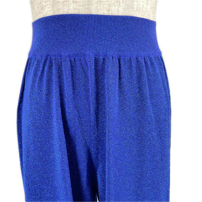 Gucci 579764 Interlocking G Webline Lame Sweatpants Blue XS Made In Italy