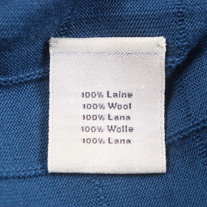 Hermes 100% Wool Plaid Round Neck Long Sleeves Knit Navy L Men's