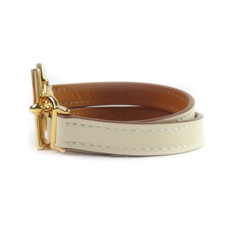 Hermes Croisiere Dubretour Nata Vosuift Gold Hardware Leather Bracelet T2