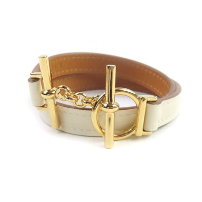 Hermes Croisiere Dubretour Nata Vosuift Gold Hardware Leather Bracelet T2