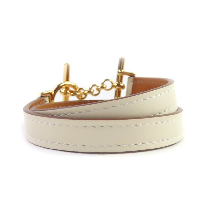 Hermes Croisiere Dubretour Nata Vosuift Gold Hardware Leather Bracelet T2