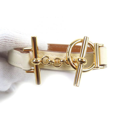 Hermes Croisiere Dubretour Nata Vosuift Gold Hardware Leather Bracelet T2