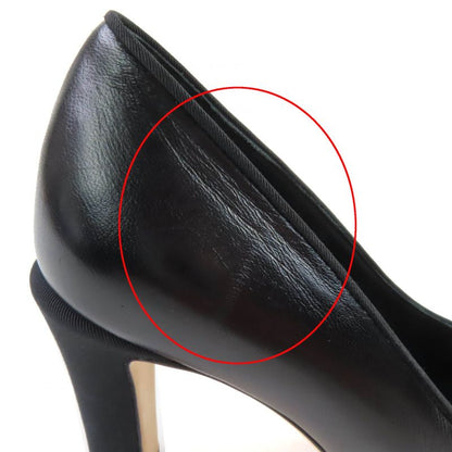 CHANEL G32920 Leather Coco Mark Round Toe Pumps With Faux Pearl Black Gold