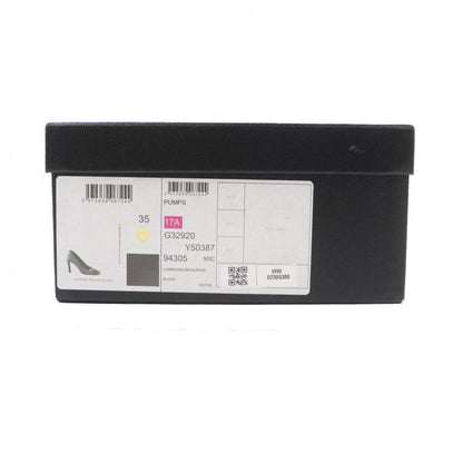 CHANEL G32920 Leather Coco Mark Round Toe Pumps With Faux Pearl Black Gold