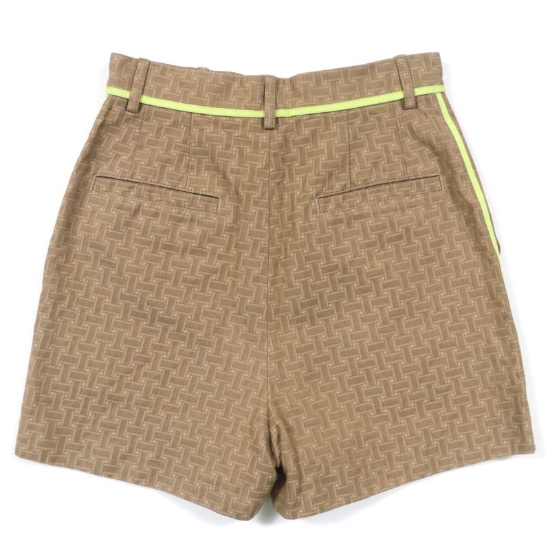 Hermes 22SS 2h0405dp H Design Mosaic Jacquard Piping Shorts Brownish 36 Made In