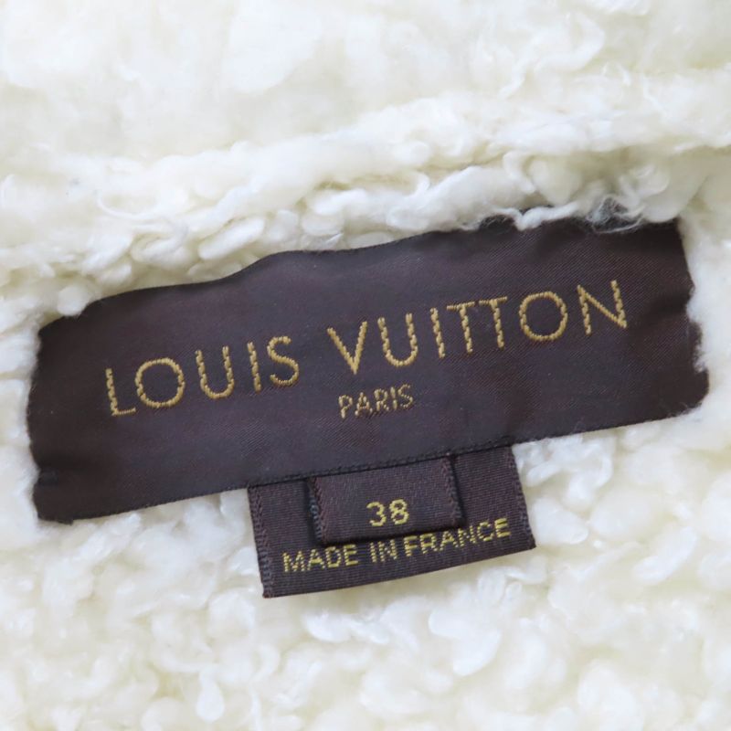 Louis Vuitton Logo Button Denim Transfer Short Length Boa Jacket Blue 38 Made