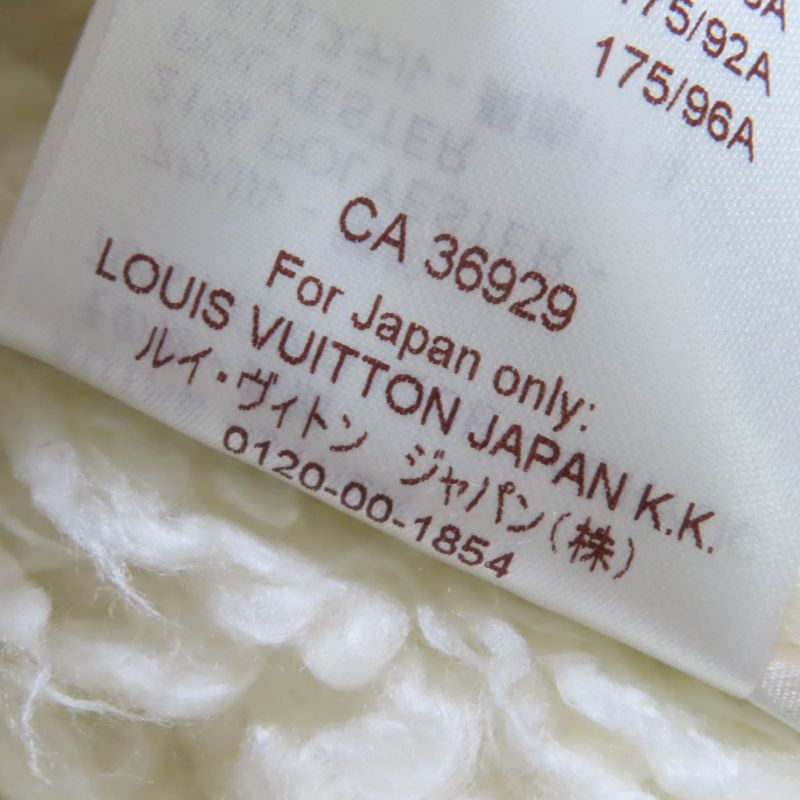 Louis Vuitton Logo Button Denim Transfer Short Length Boa Jacket Blue 38 Made