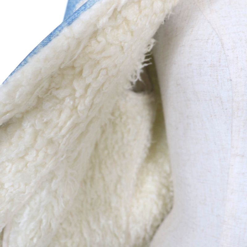 Louis Vuitton Logo Button Denim Transfer Short Length Boa Jacket Blue 38 Made