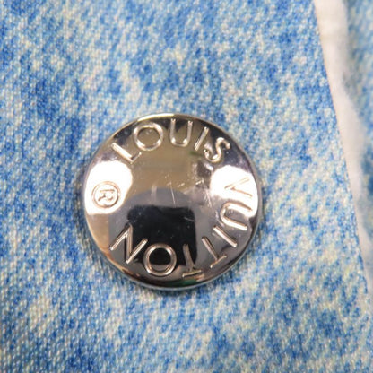 Louis Vuitton Logo Button Denim Transfer Short Length Boa Jacket Blue 38 Made