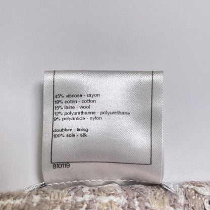 CHANEL P47766 Coco Mark Part Knee Length Tweed Skirt Tight Skirt Beige 36 Made