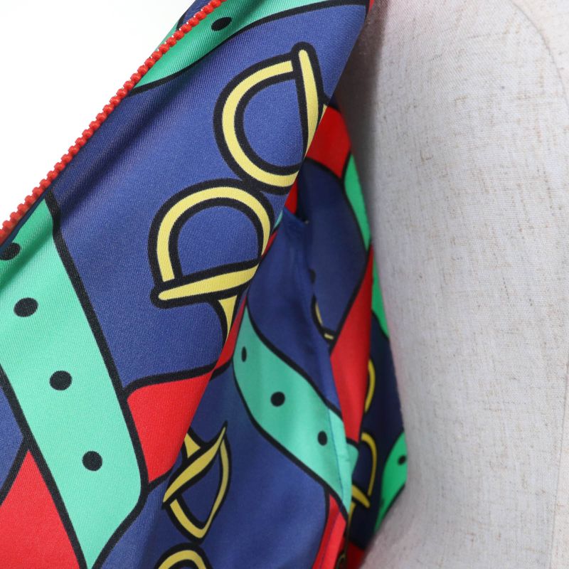 Gucci 743005 Horsebit Pattern Sherry Line GG Marmont Buckle Silk Jacket