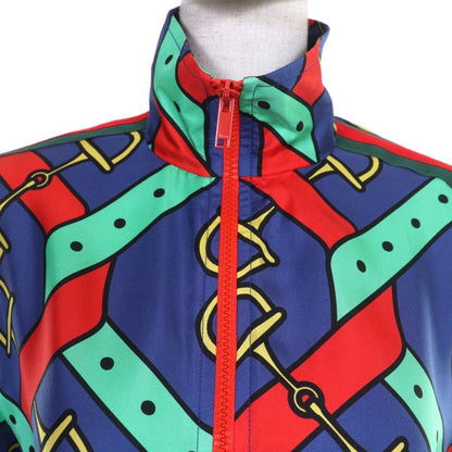 Gucci 743005 Horsebit Pattern Sherry Line GG Marmont Buckle Silk Jacket