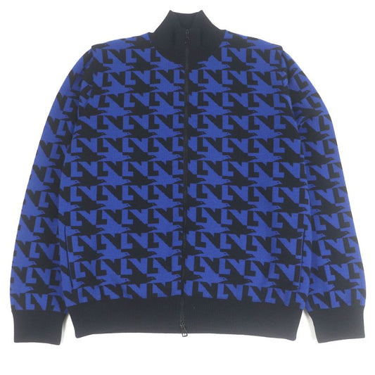 Louis Vuitton 2023 LV Logo All Over Padded Knit Jacket Blouson Blue Black XXL