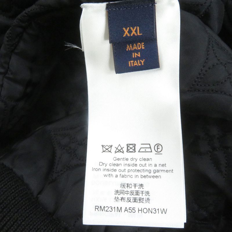 Louis Vuitton 2023 LV Logo All Over Padded Knit Jacket Blouson Blue Black XXL