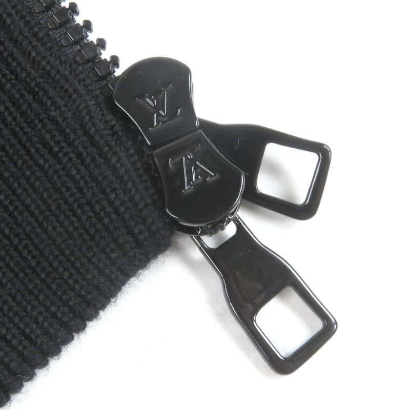 Louis Vuitton 2023 LV Logo All Over Padded Knit Jacket Blouson Blue Black XXL