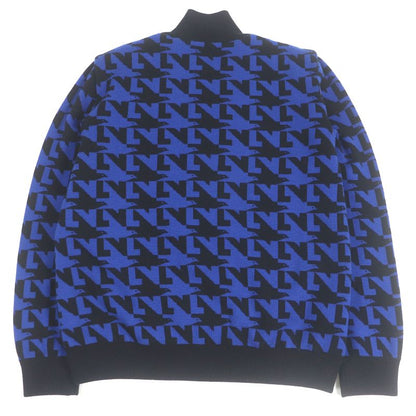 Louis Vuitton 2023 LV Logo All Over Padded Knit Jacket Blouson Blue Black XXL