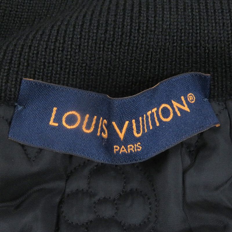 Louis Vuitton 2023 LV Logo All Over Padded Knit Jacket Blouson Blue Black XXL