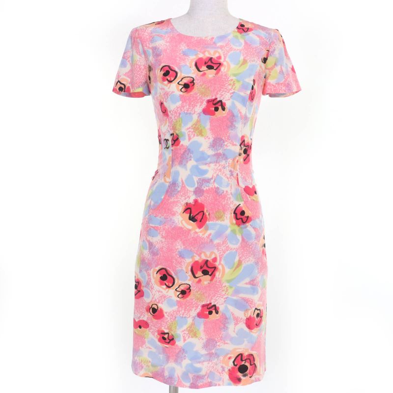 CHANEL Vintage 97P P07755w03016 Cotton Wool Coco Mark Pattern Short Sleeve