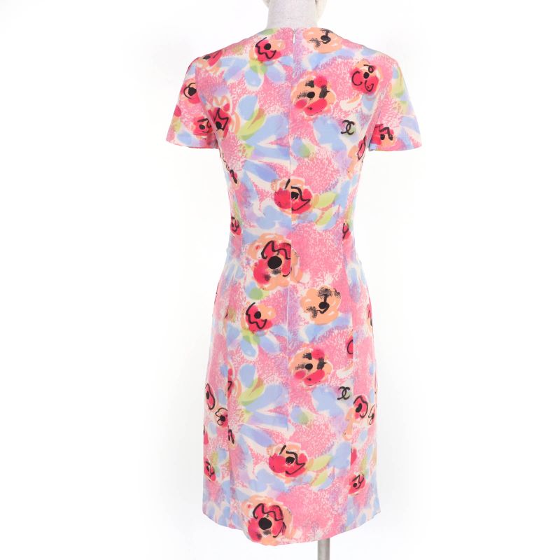 CHANEL Vintage 97P P07755w03016 Cotton Wool Coco Mark Pattern Short Sleeve