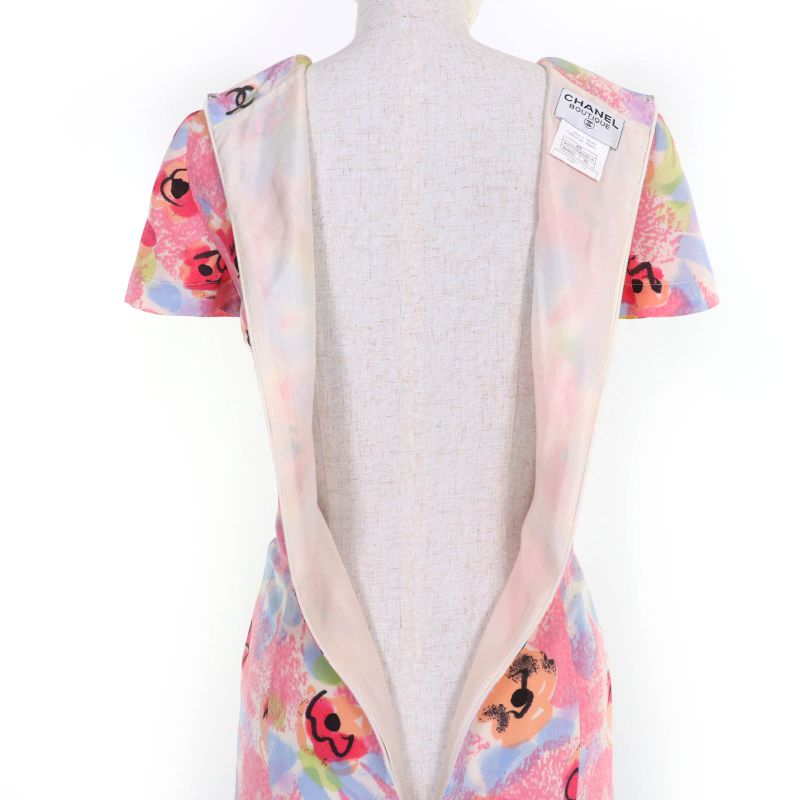 CHANEL Vintage 97P P07755w03016 Cotton Wool Coco Mark Pattern Short Sleeve