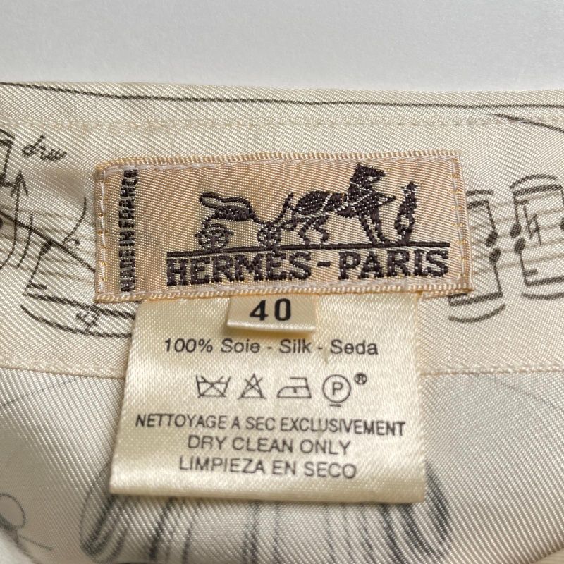 Hermes Vintage 100% Silk Music Played By Spheres Violin Pattern Long Sleeve