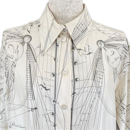Hermes Vintage 100% Silk Music Played By Spheres Violin Pattern Long Sleeve