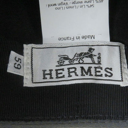 Hermes Linen Hat Embroidered H logo Blue Size 59 with box