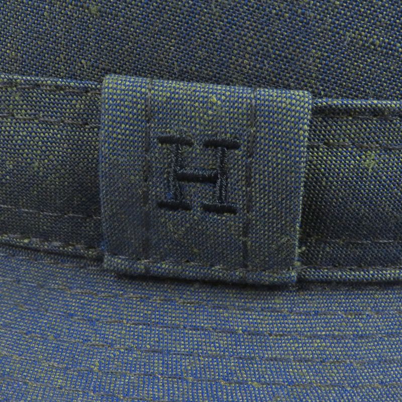 Hermes Linen Hat Embroidered H logo Blue Size 59 with box