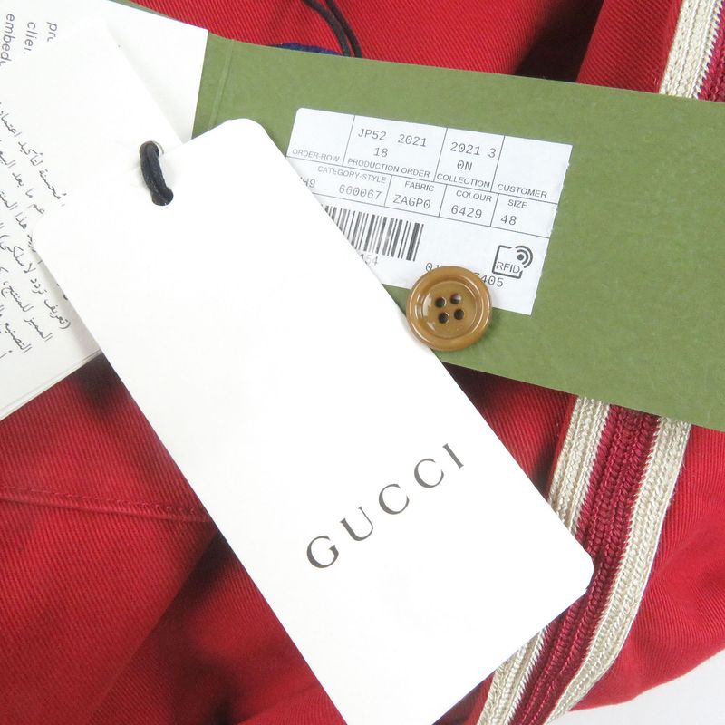 Gucci 660067 Interlocking G Patch Sideline Easy Pant Tapered Pants Red 48 Made