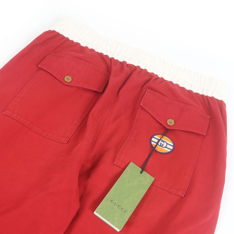 Gucci 660067 Interlocking G Patch Sideline Easy Pant Tapered Pants Red 48 Made
