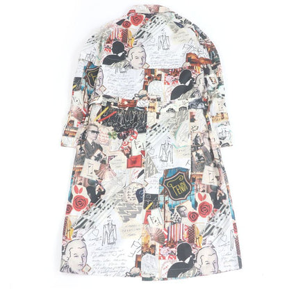 Fendi Ff0295 Karl Lagerfeld Karl Collage Belted Stencil Collar Coat White 44