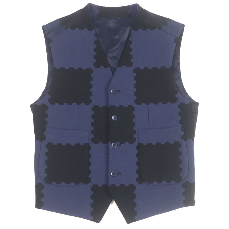 Louis Vuitton NIGO Louis Vuitton 22SS 100% Wool Damier Allover Gilet Vest Navy