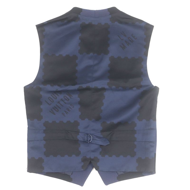 Louis Vuitton NIGO Louis Vuitton 22SS 100% Wool Damier Allover Gilet Vest Navy