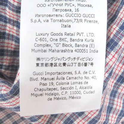 Gucci 654883 Embroidered Checkered Button-down Short-sleeved Shirt With