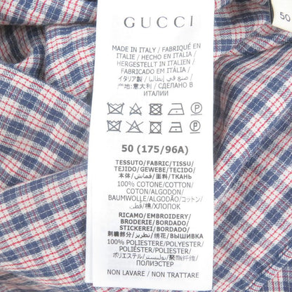 Gucci 654883 Embroidered Checkered Button-down Short-sleeved Shirt With