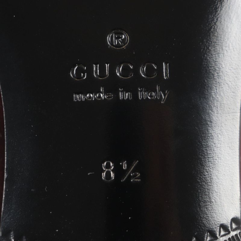  Gucci 718888 Velour Horsebit Leather Shoes Loafers Bordeaux Gold Hardware 8.5