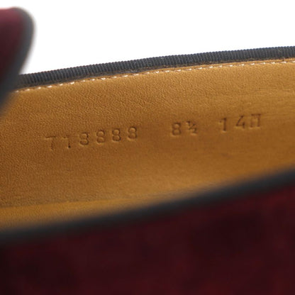  Gucci 718888 Velour Horsebit Leather Shoes Loafers Bordeaux Gold Hardware 8.5