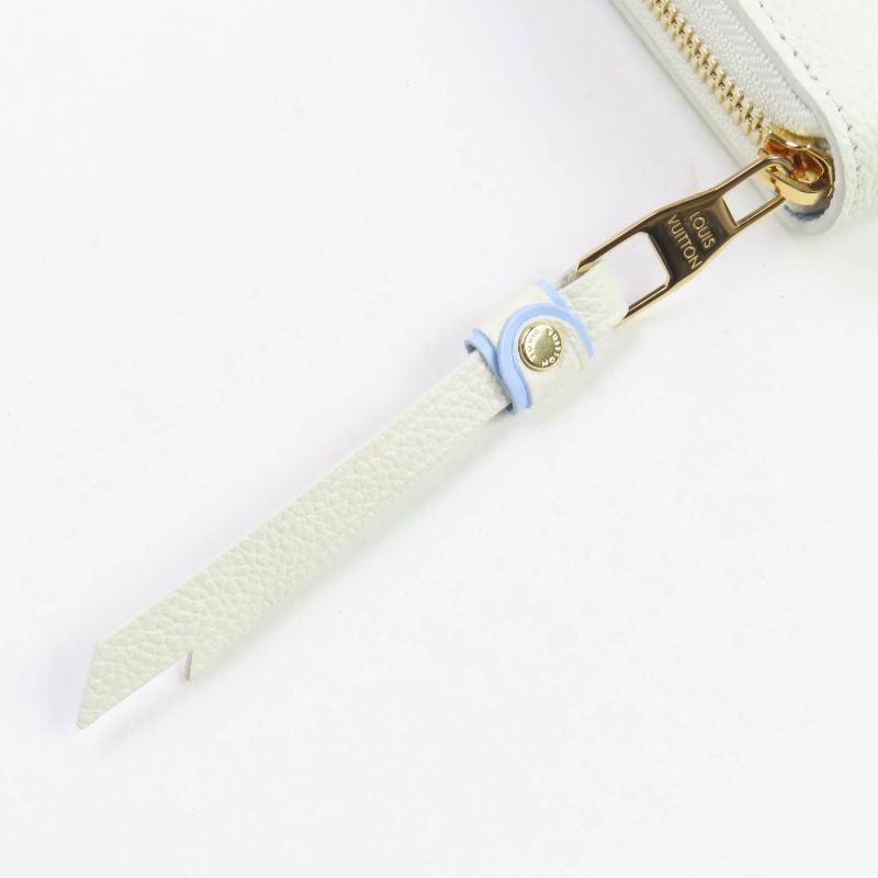Louis Vuitton M83308 Monogram Empreinte Latte White Candy Blue Zippy Wallet